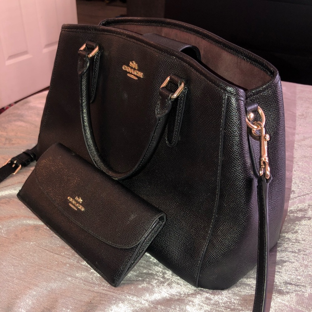 Black Coach Crossbody Bag with Wallet